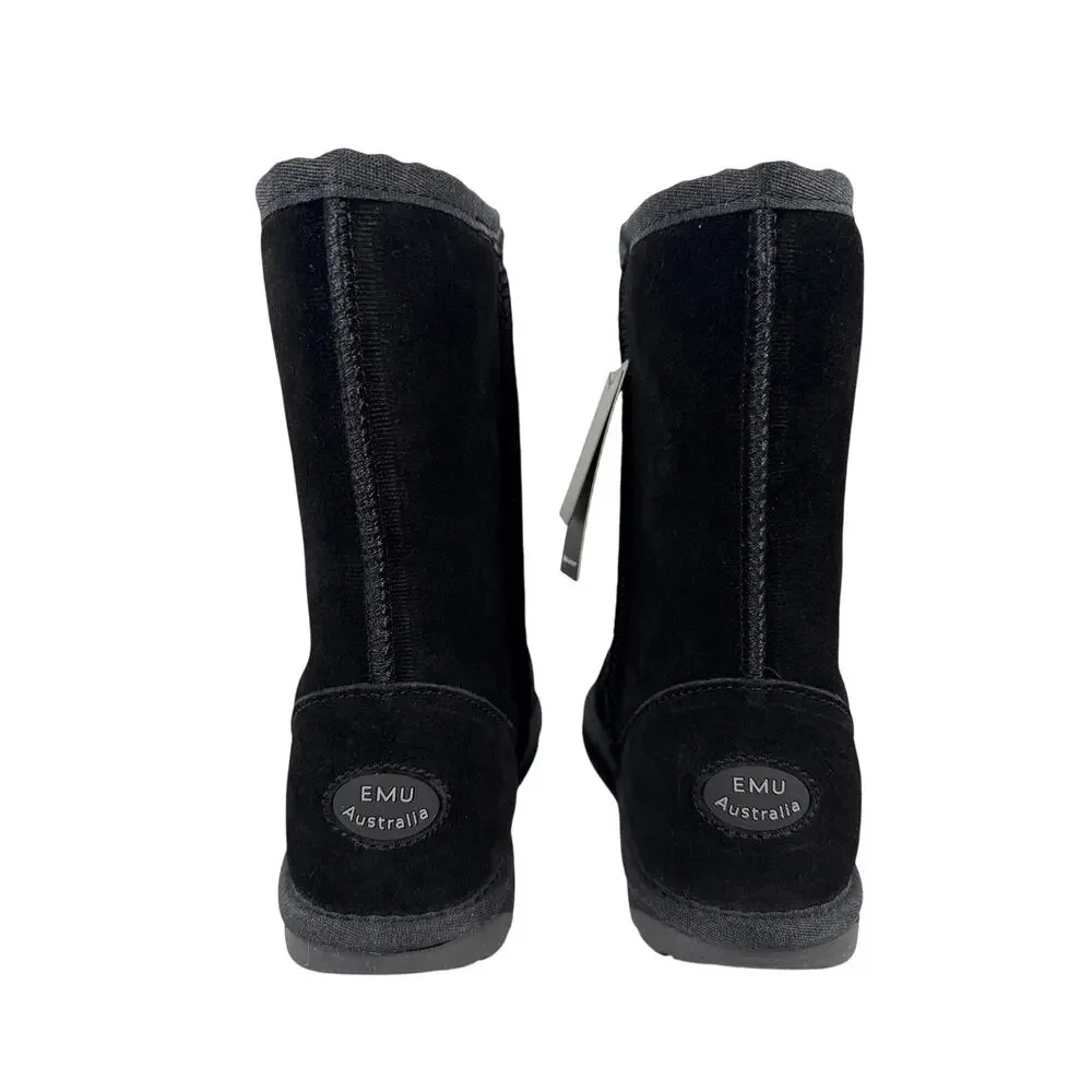EMU Australia Wallaby Lo Boots Big Kids 2‎ Black Waterproof Suede Merino Wool